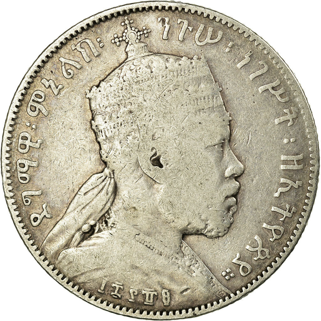 Coin, Ethiopia, Menelik II, 1/2 Birr, 1897, Paris, F(12-15), Silver, KM:4