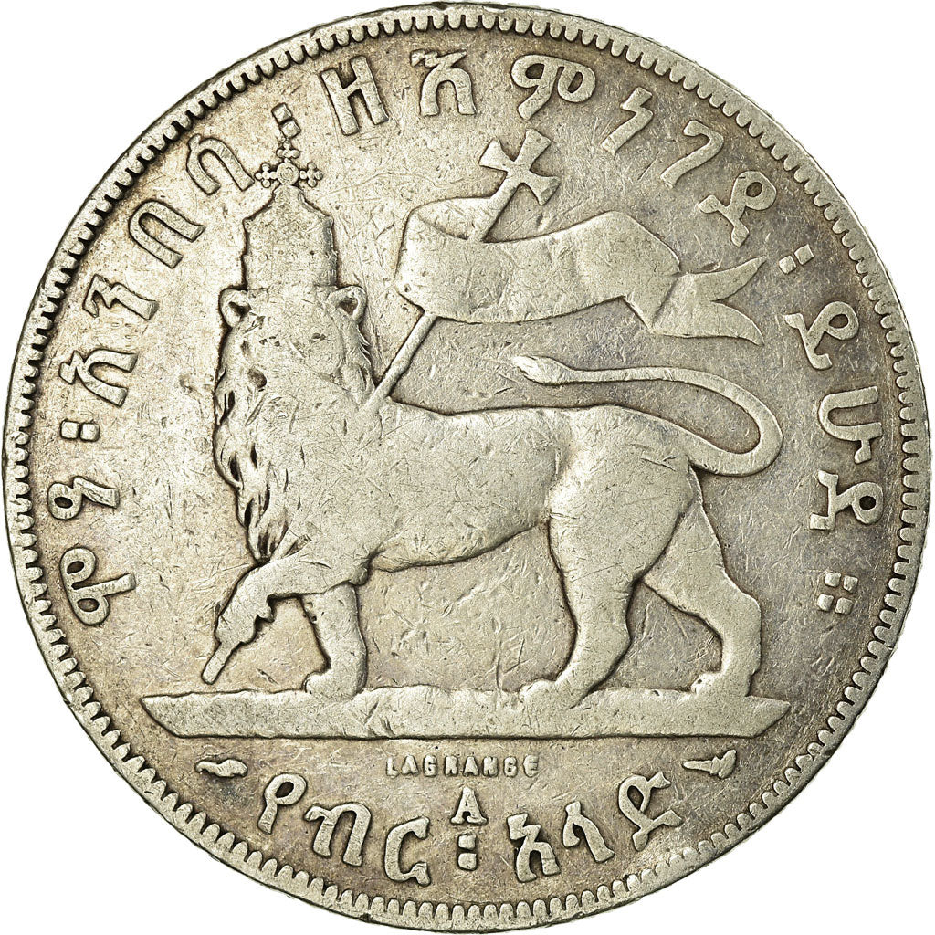 Coin, Ethiopia, Menelik II, 1/2 Birr, 1897, Paris, F(12-15), Silver, KM:4