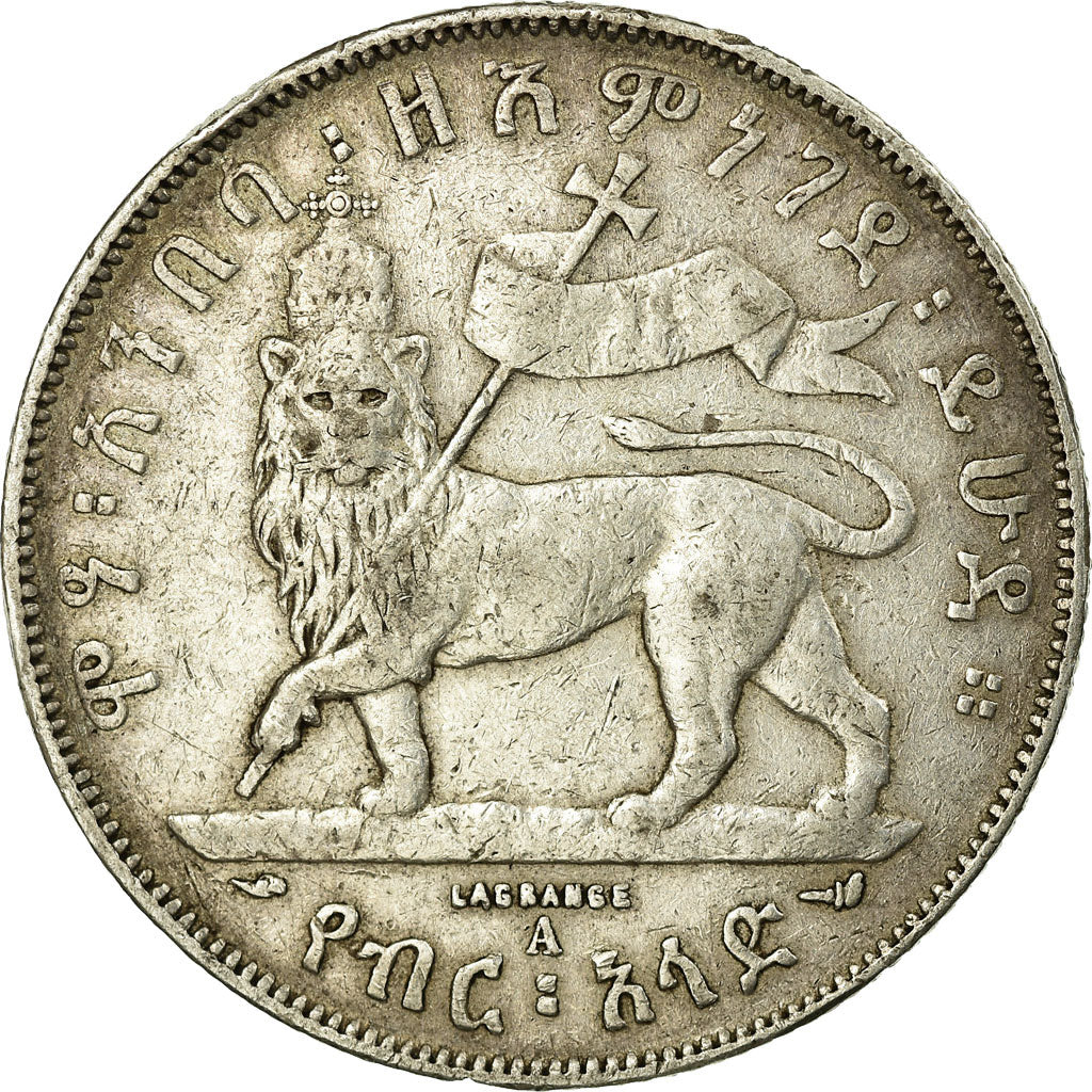 Coin, Ethiopia, Menelik II, 1/2 Birr, 1897, Paris, VF(30-35), Silver, KM:4