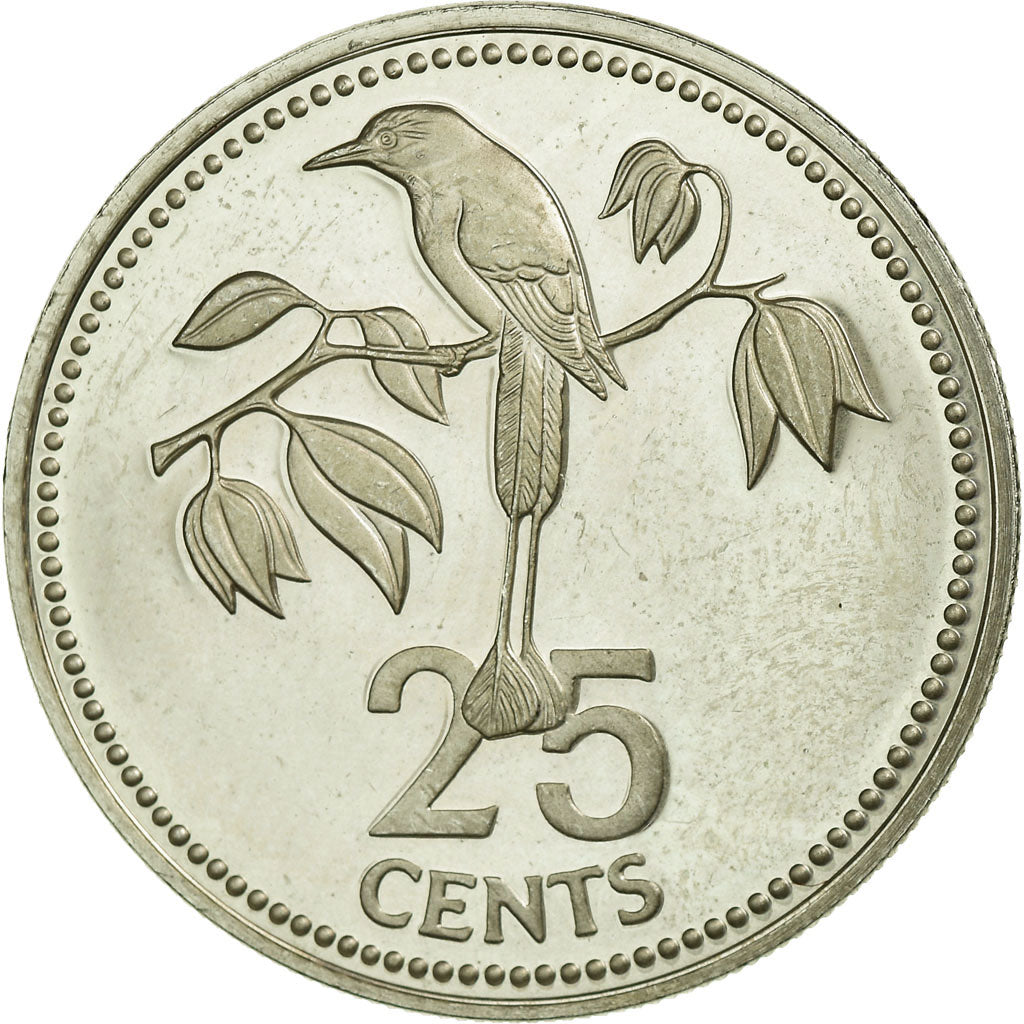 Coin, Belize, 25 Cents, 1976, Franklin Mint, MS(63), Silver, KM:49a