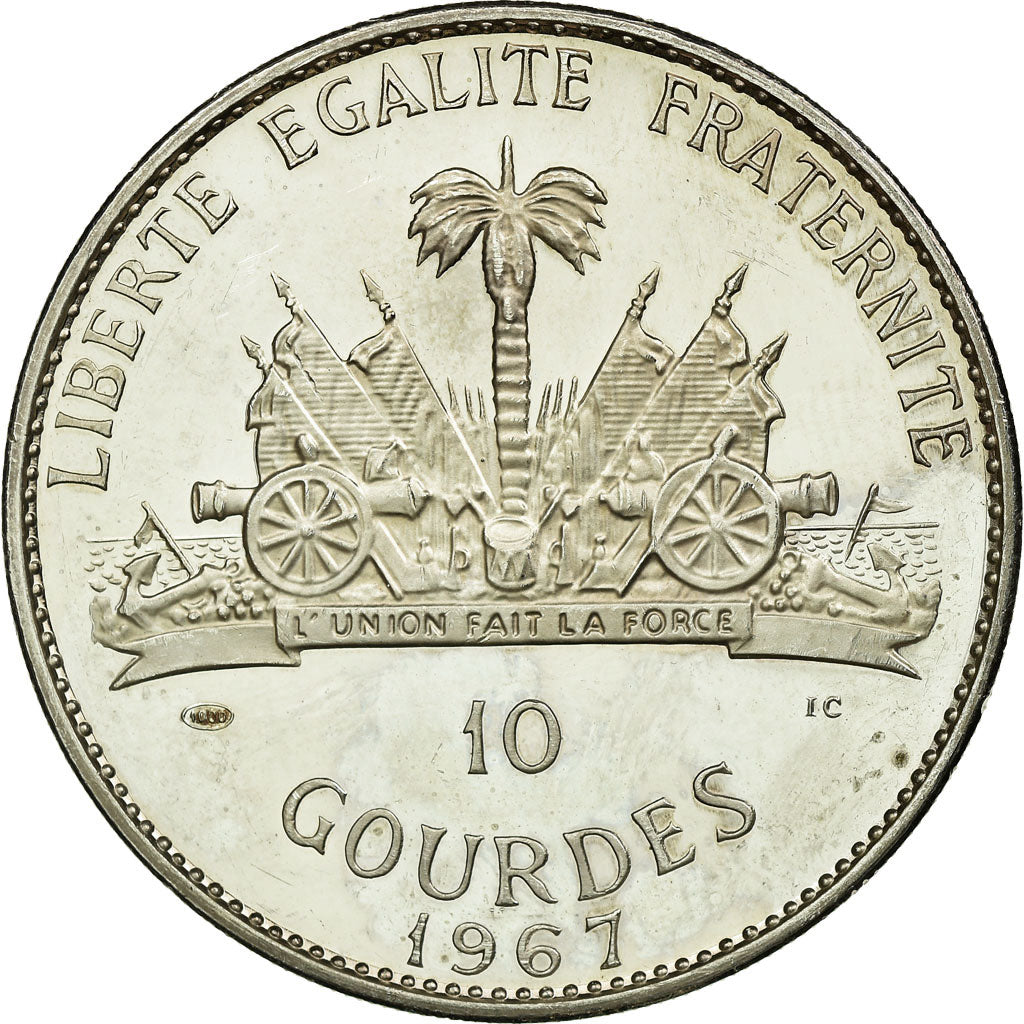 Coin, Haiti, 10 Gourdes, 1967, MS(63), Silver, KM:65.1