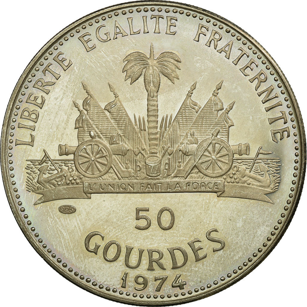 Coin, Haiti, 50 Gourdes, 1974, MS(63), Silver, KM:123