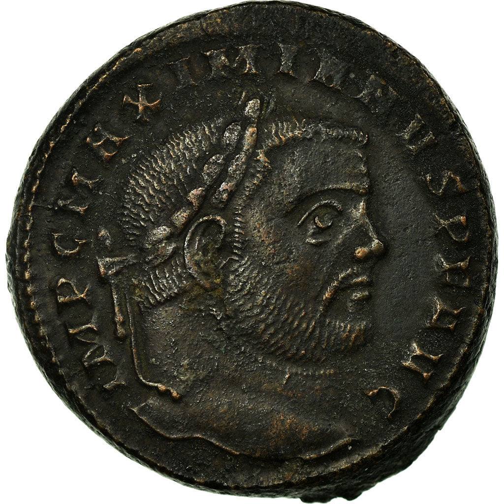 Moneta, Maximianus, Follis, Ticinum, BB+, Rame, RIC:43 b