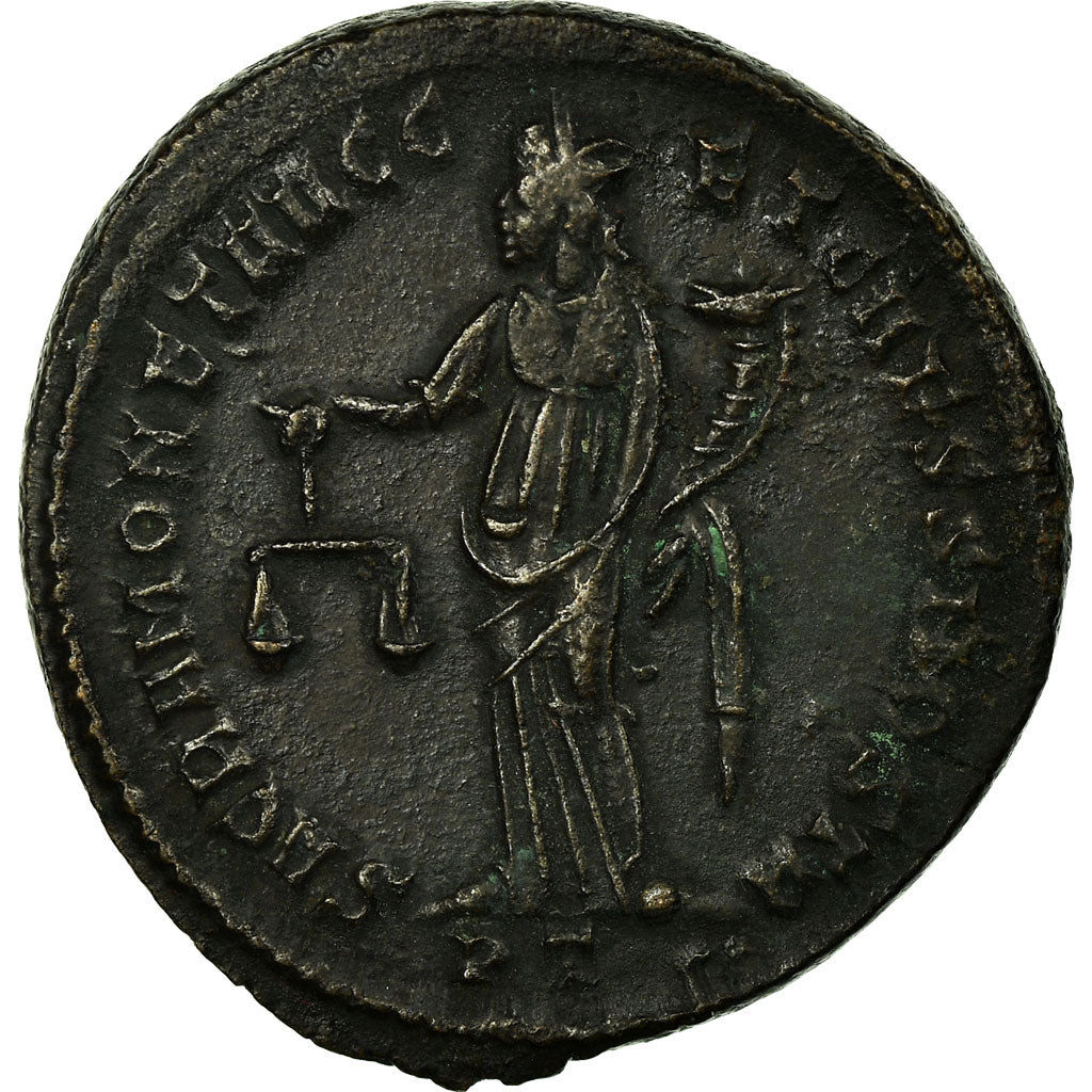 Moneta, Maximianus, Follis, Ticinum, BB+, Rame, RIC:43 b