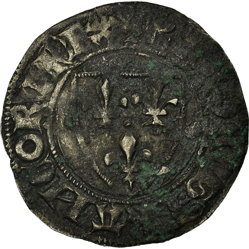 Coin, France, Charles VI, Blanc Guénar, Cremieu, VF(20-25), Billon