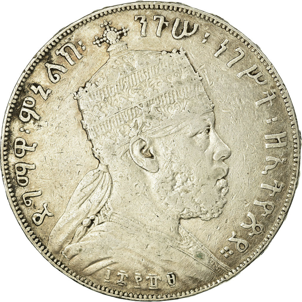 Moneta, Etiopia, Menelik II, Birr, 1892, B+, Argento, KM:19
