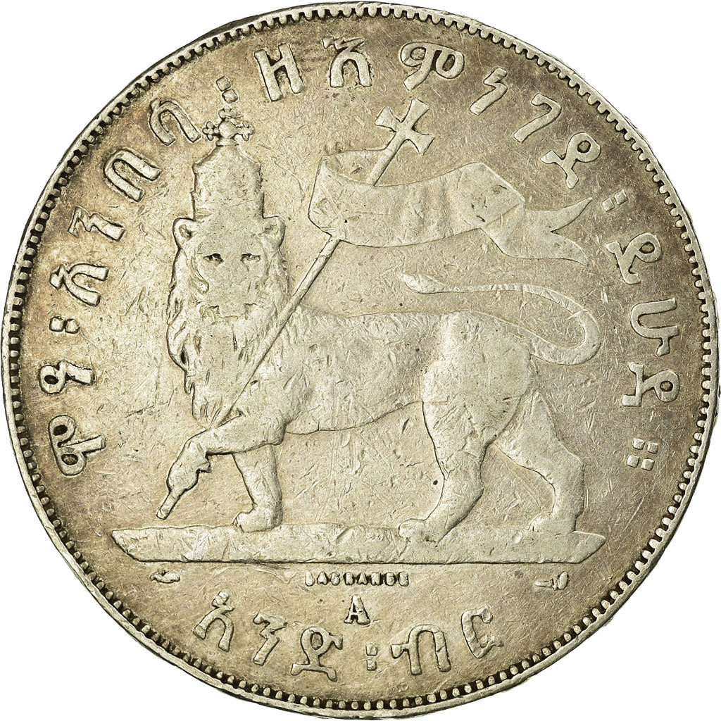 Moneta, Etiopia, Menelik II, Birr, 1892, B+, Argento, KM:19