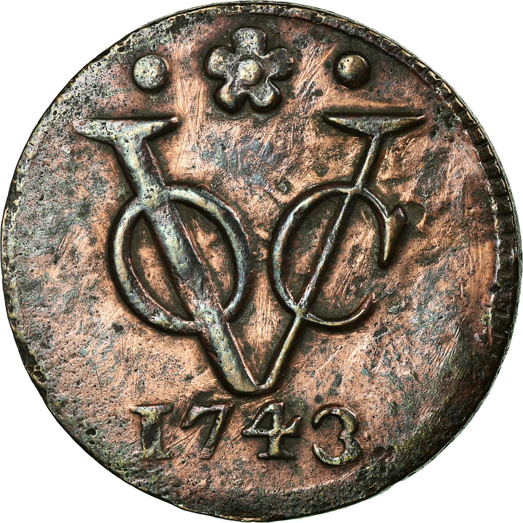 Moeda, Índias Orientais Neerlandesas, Duit, 1743, Dordrecht, VF(30-35), Cobre