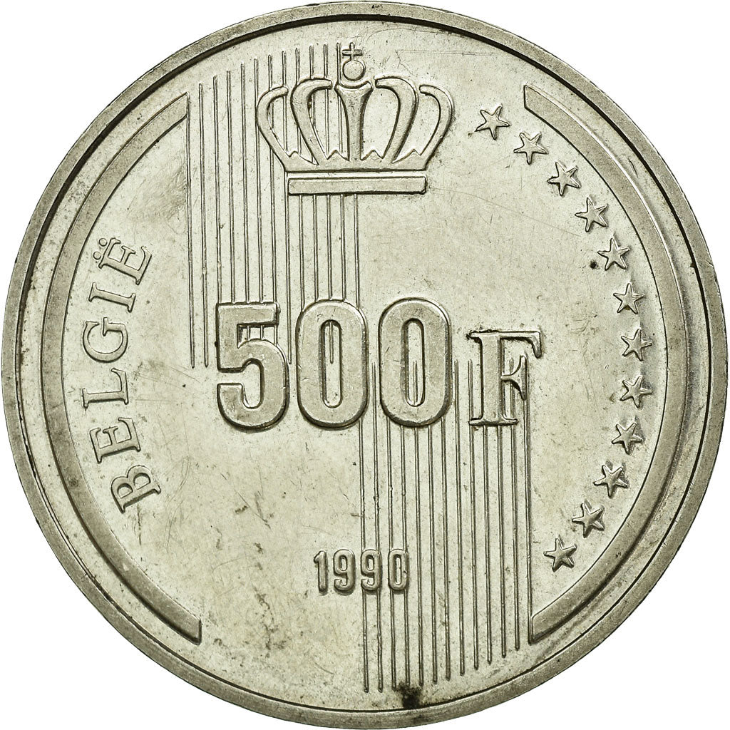 Munten, België, 500 Francs, 500 Frank, 1990, Brussels, ZF, Zilver, KM:179