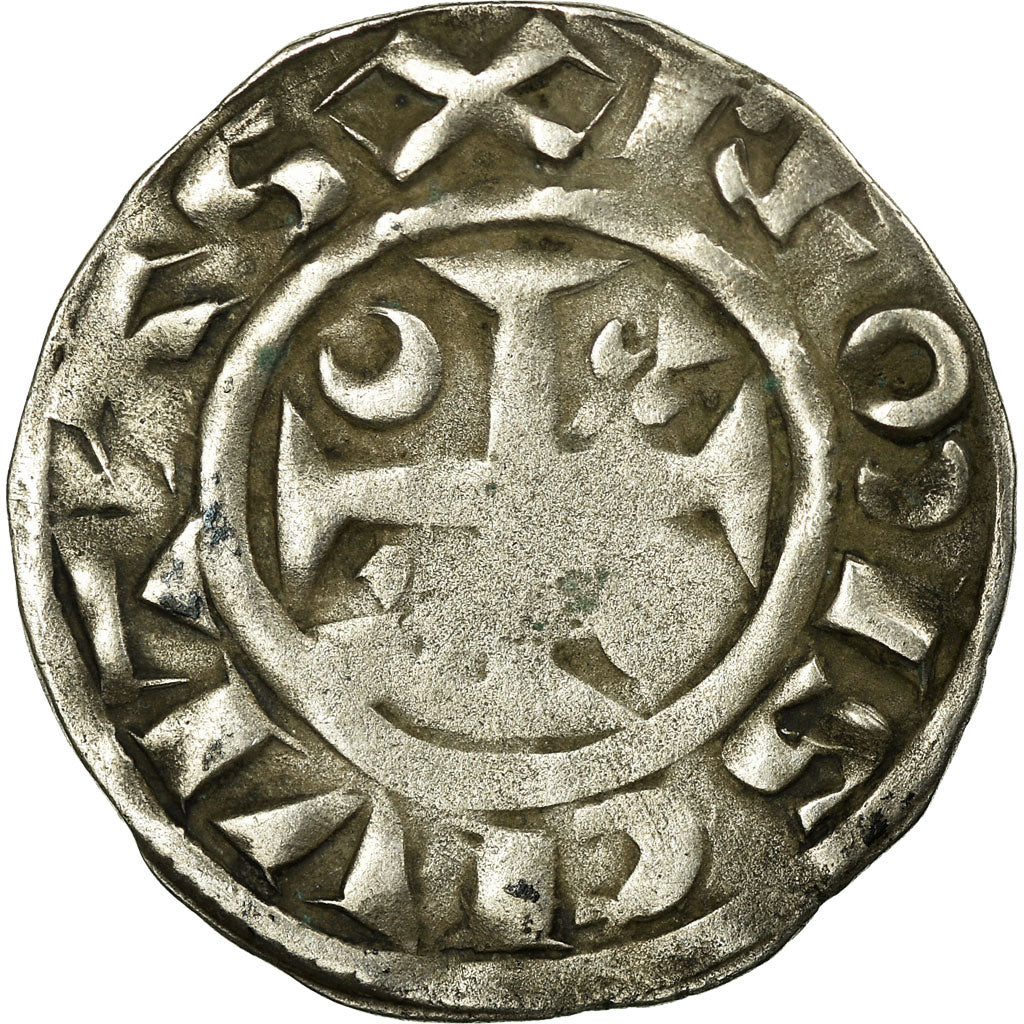 Moneta, Francia, Champagne, Guillaume I, Denarius, Reims, MB+, Argento