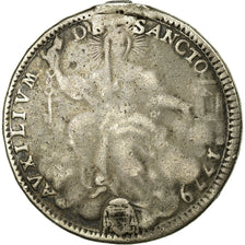 Coin, ITALIAN STATES, PAPAL STATES, Pius VI, 1/2 Scudo, 1779, VF(20-25), Silver