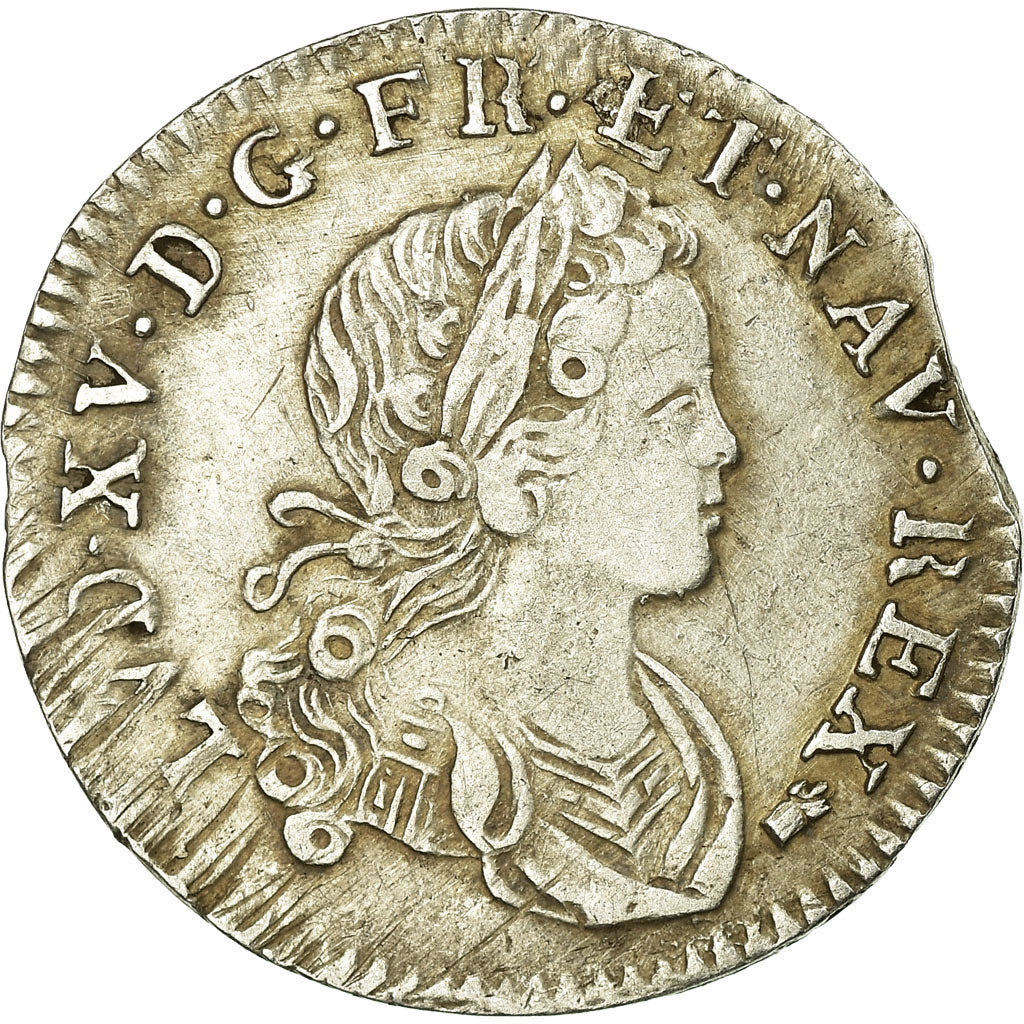 Moeda, França, Louis XV, 1/6 Écu (XX – S) de France-Navarre, 20 Sols, 1/6