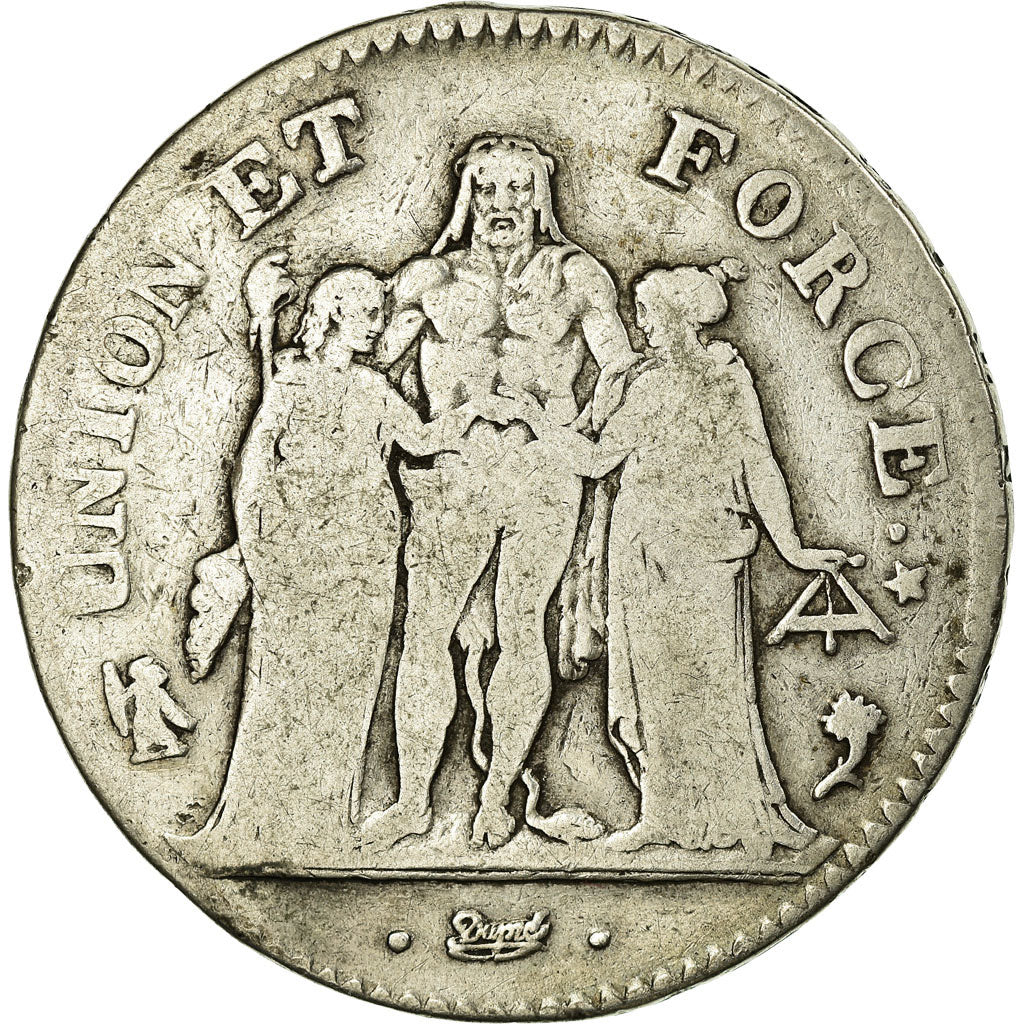 Moneta, Francja, Union et Force, 5 Francs, AN 4, Paris, F(12-15), Srebro