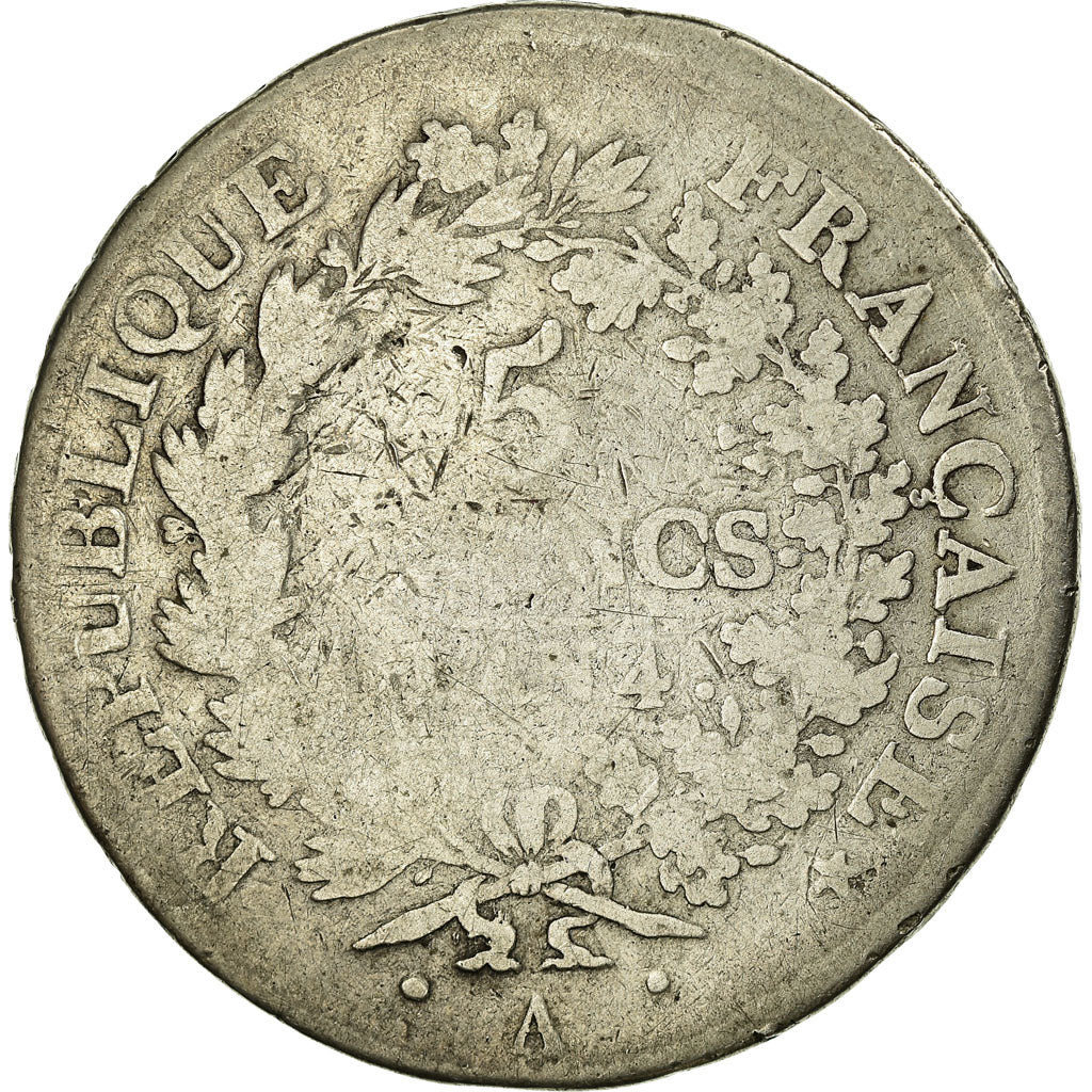 Moneta, Francja, Union et Force, 5 Francs, AN 4, Paris, F(12-15), Srebro