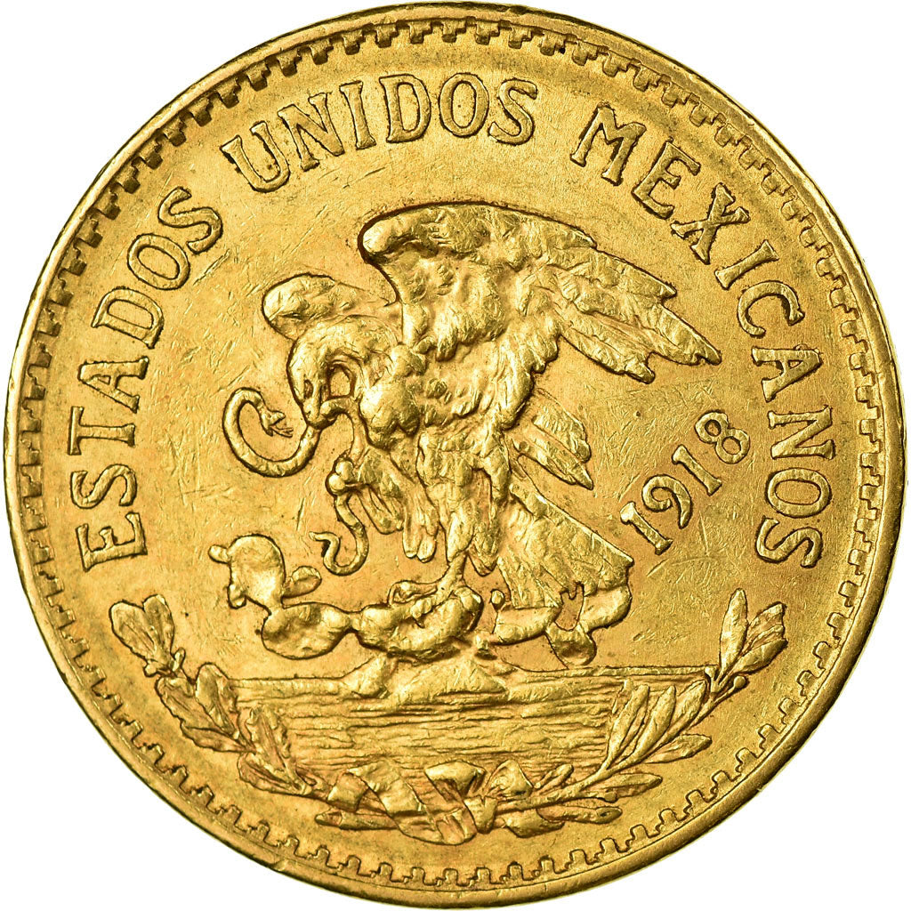 Coin, Mexico, 20 Pesos, 1918, Mexico City, AU(55-58), Gold, KM:478