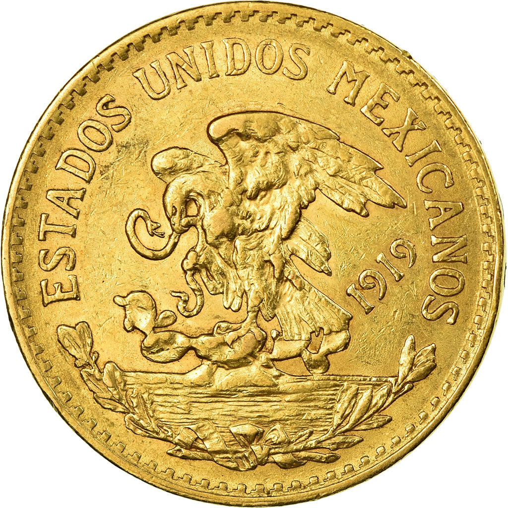 Coin, Mexico, 20 Pesos, 1919, Mexico City, AU(55-58), Gold, KM:478