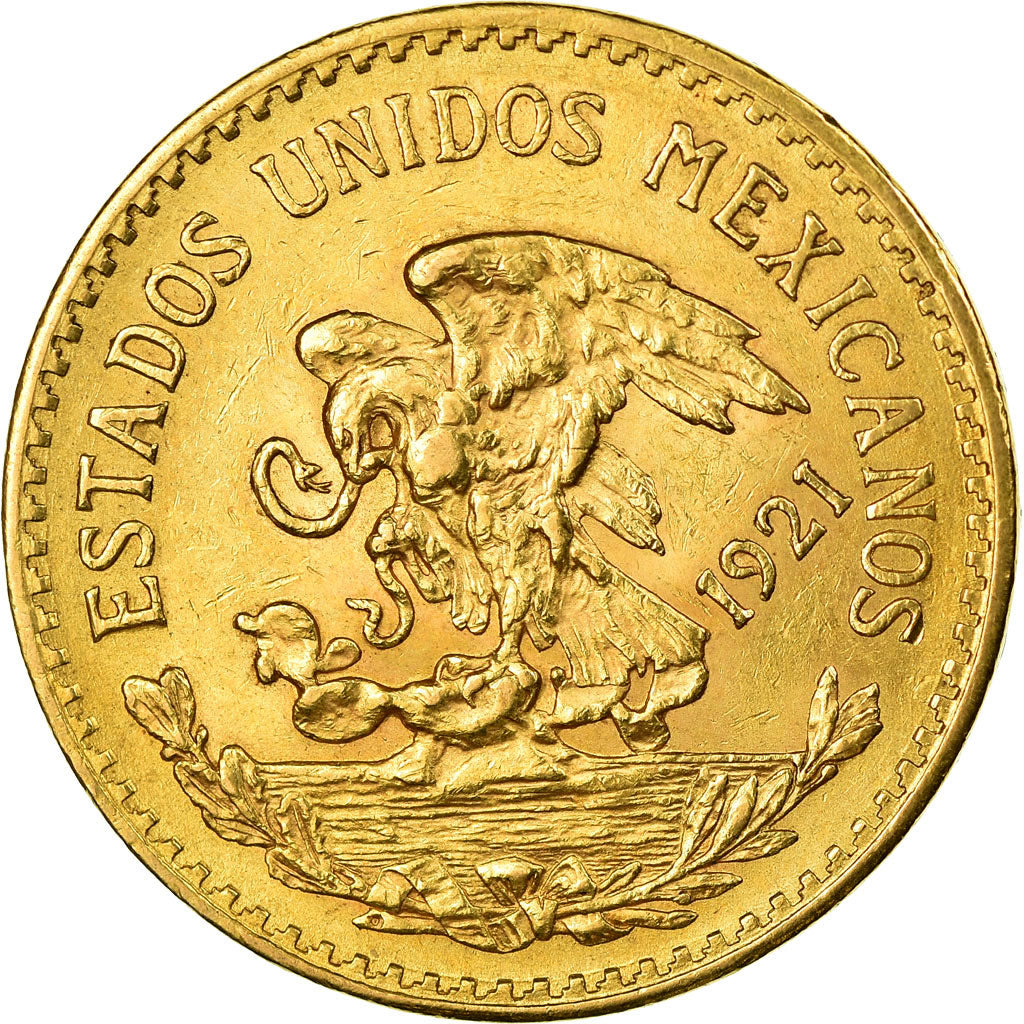 Coin, Mexico, 20 Pesos, 1921, Mexico City, AU(55-58), Gold, KM:478