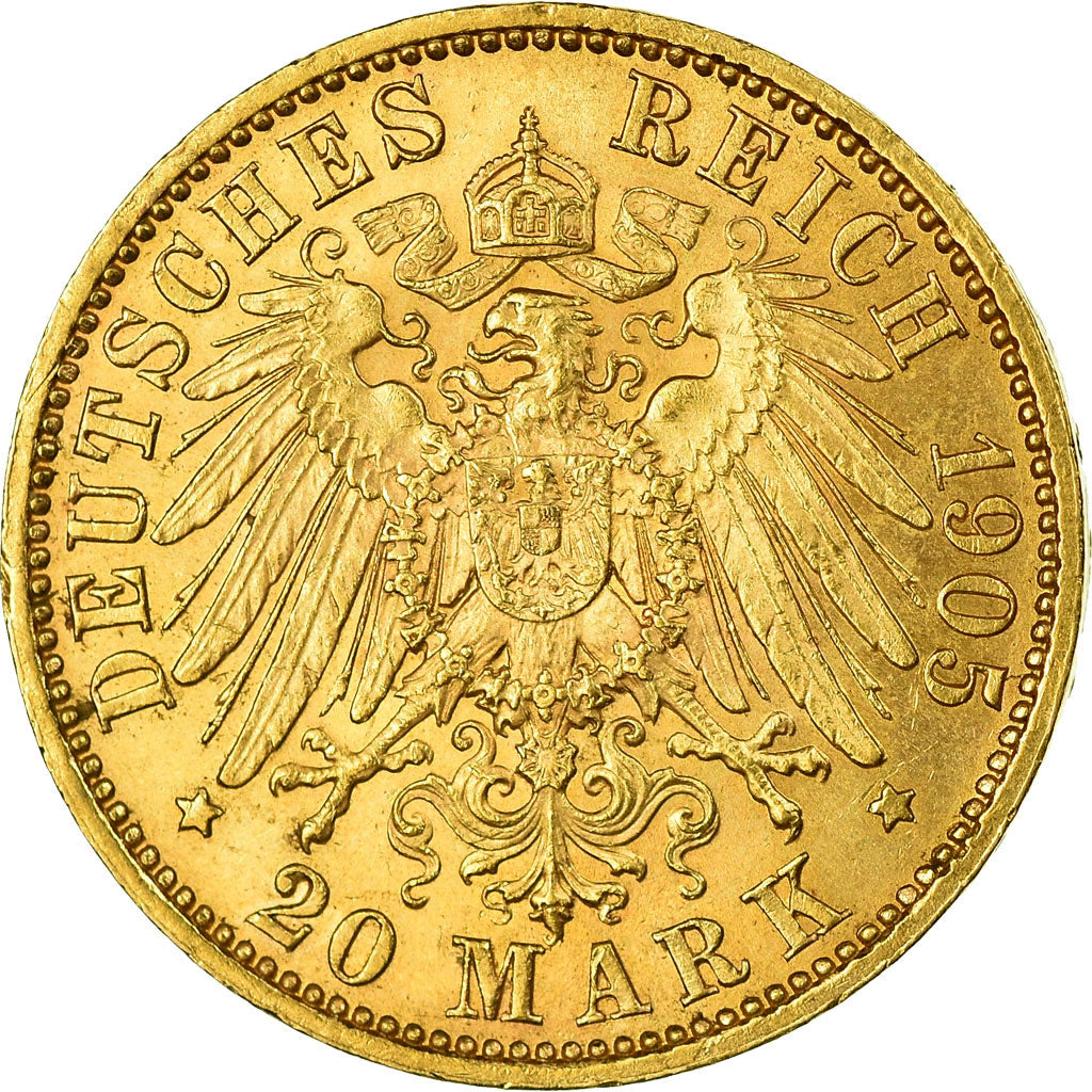 Coin, German States, SAXONY-ALBERTINE, Friedrich August III, 20 Mark, 1905