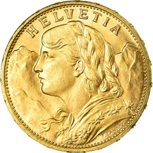 Moneda, Suiza, 20 Francs, 1915, Bern, SC+, Oro, KM:35.1