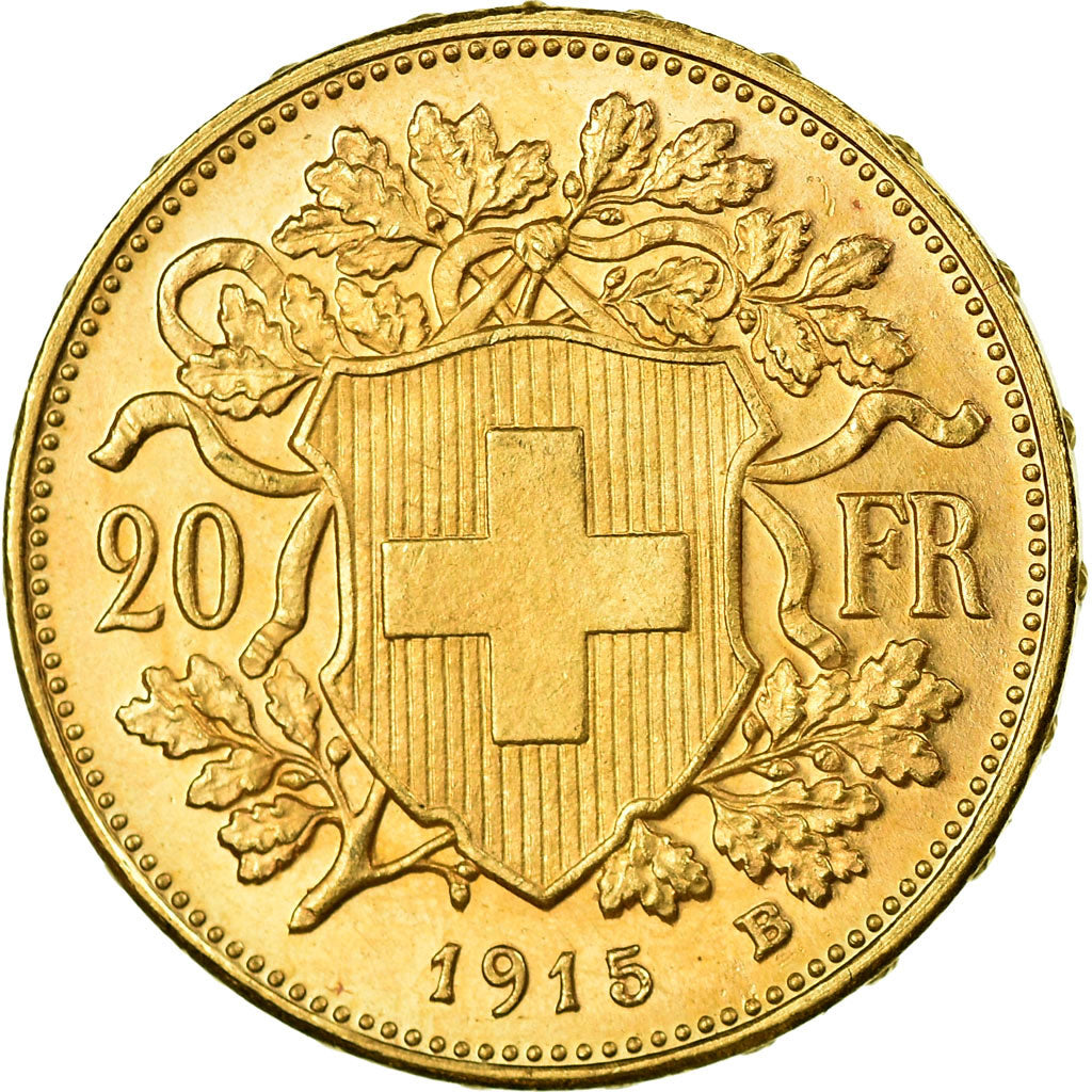 Moneda, Suiza, 20 Francs, 1915, Bern, SC+, Oro, KM:35.1