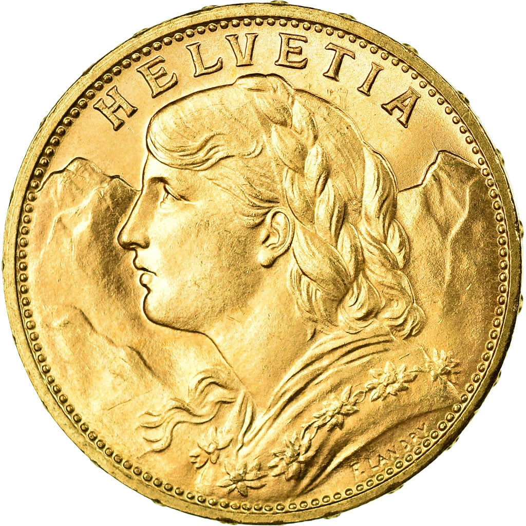 Moneda, Suiza, 20 Francs, 1915, Bern, SC+, Oro, KM:35.1