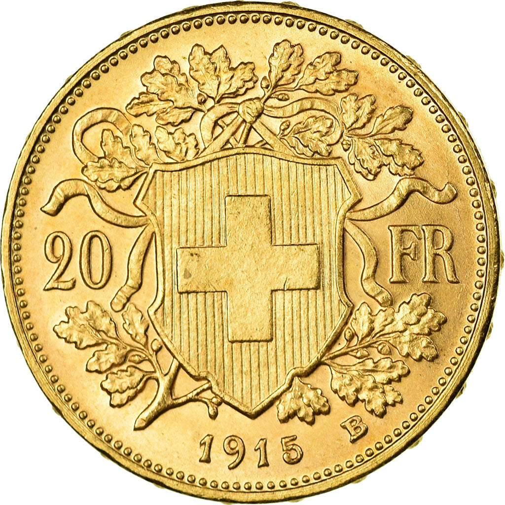 Moneda, Suiza, 20 Francs, 1915, Bern, SC+, Oro, KM:35.1
