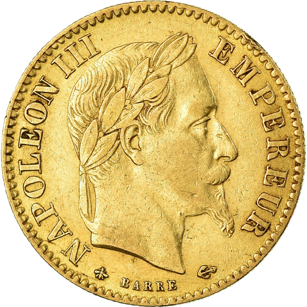 Moeda, França, Napoleon III, 10 Francs, 1866, Paris, EF(40-45), Dourado
