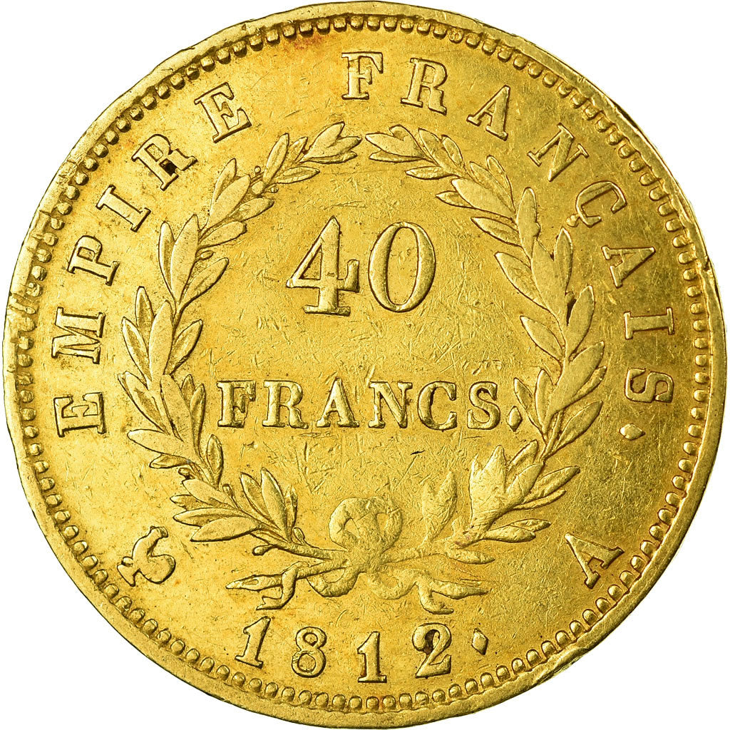 Moneda, Francia, Napoléon I, 40 Francs, 1812, Paris, BC+, Oro, KM:696.1