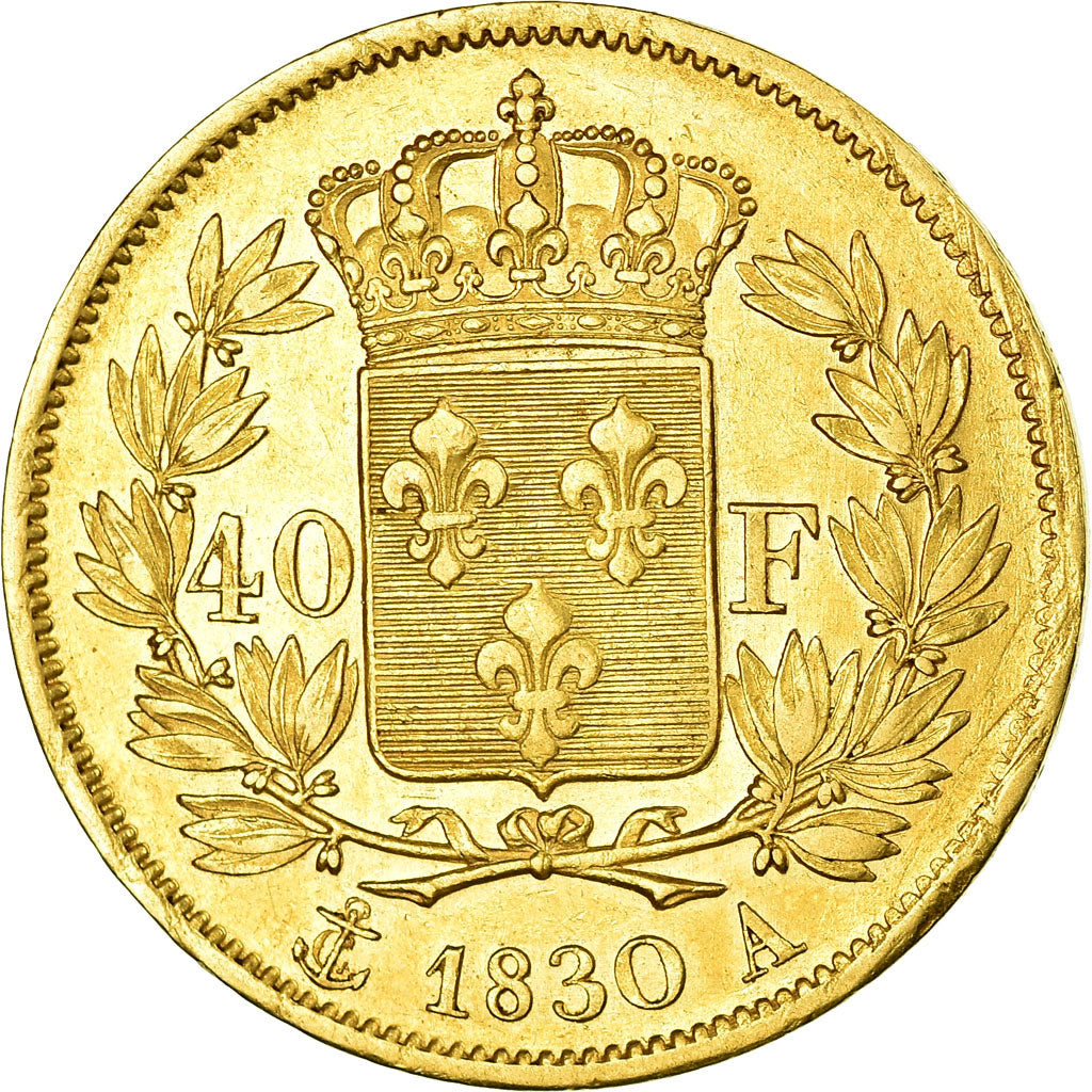 Moneta, Francja, Charles X, 40 Francs, 1830, Paris, EF(40-45), Złoto, KM:721.1