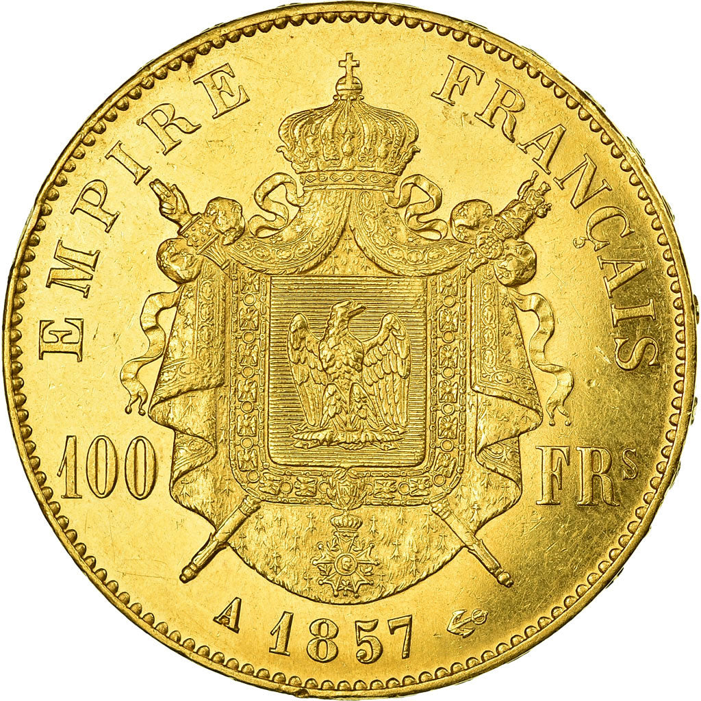 Moneta, Francia, Napoleon III, Napoléon III, 100 Francs, 1857, Paris, BB, Oro
