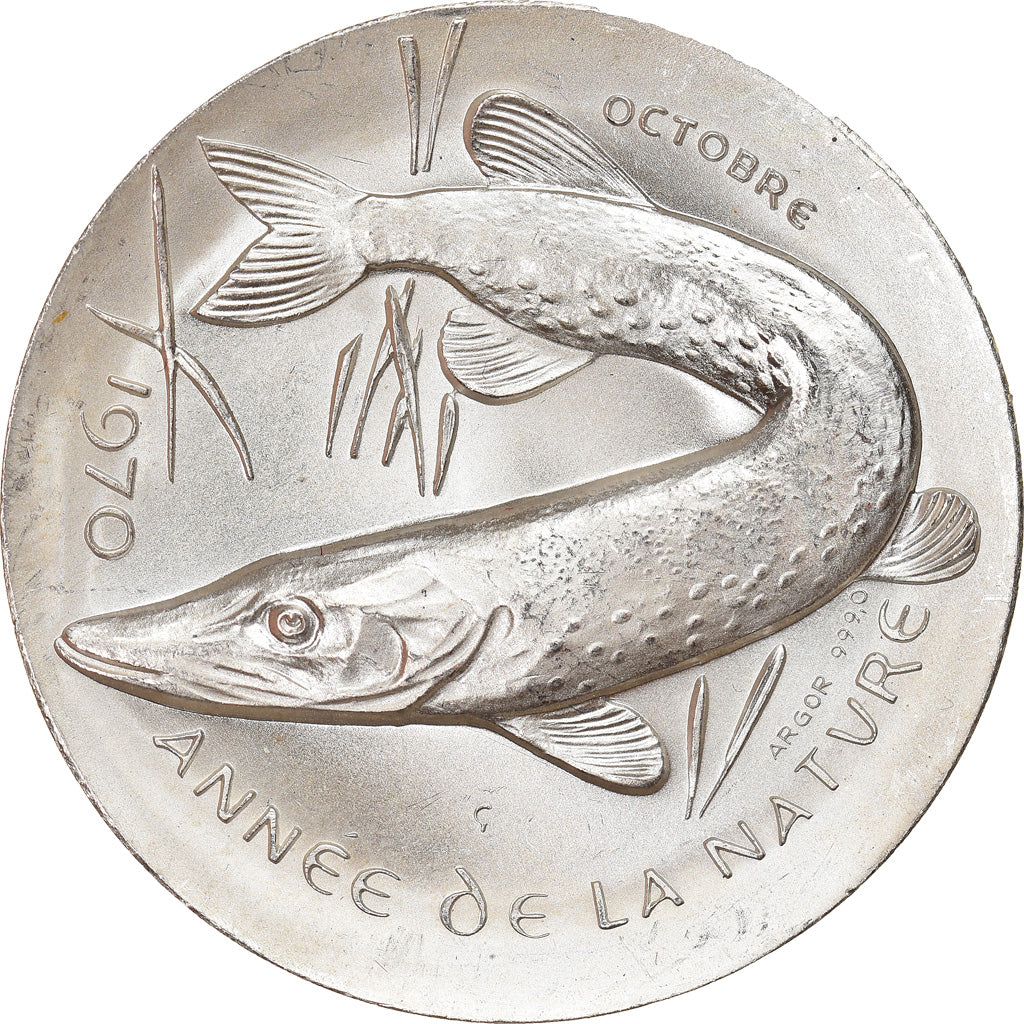 Switzerland, Medal, Année de la Nature, Octobre, Brochet, Fauna, 1970, MS(64)