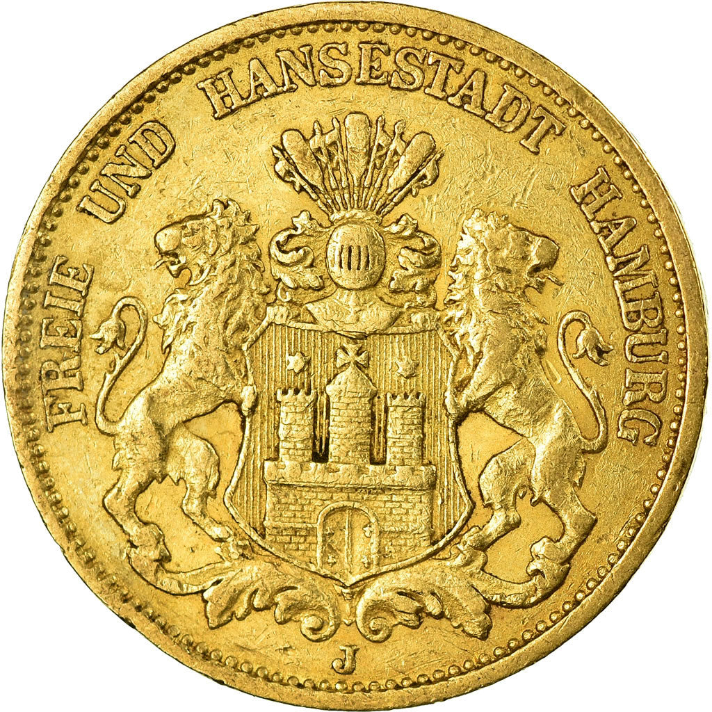 Monnaie, Etats allemands, HAMBURG, 20 Mark, 1879, Hambourg, TB+, Or, KM:602