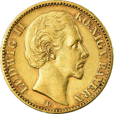 Münze, Deutsch Staaten, BAVARIA, Ludwig II, 20 Mark, 1873, Munich, S+, Gold