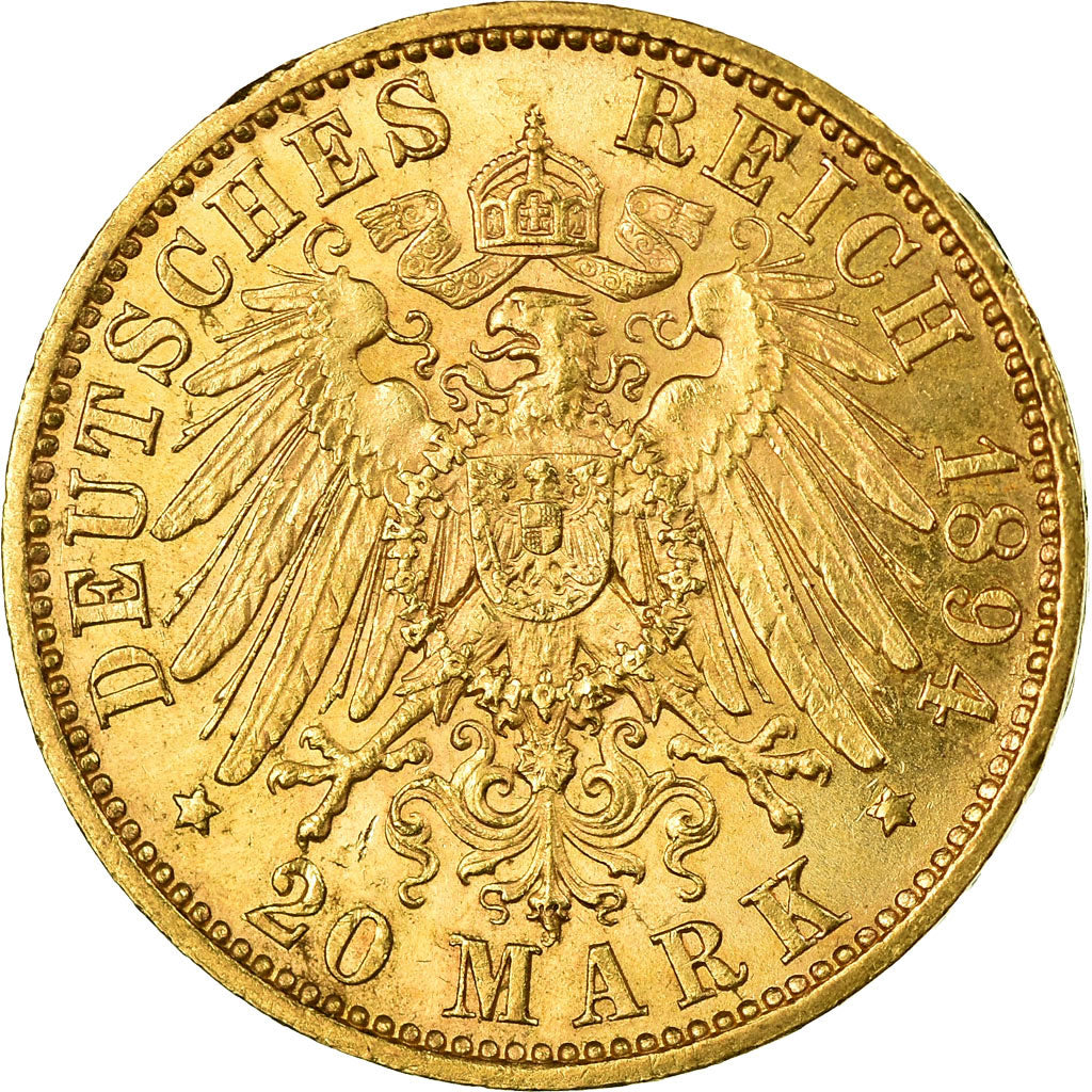 Moneda, Estados alemanes, SAXONY-ALBERTINE, Albert, 20 Mark, 1894