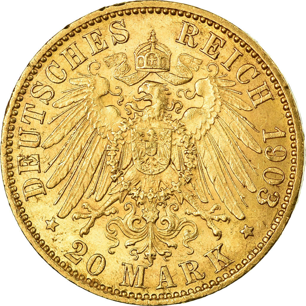 Moneta, Stati tedeschi, PRUSSIA, Wilhelm II, 20 Mark, 1903, Berlin, SPL-, Oro