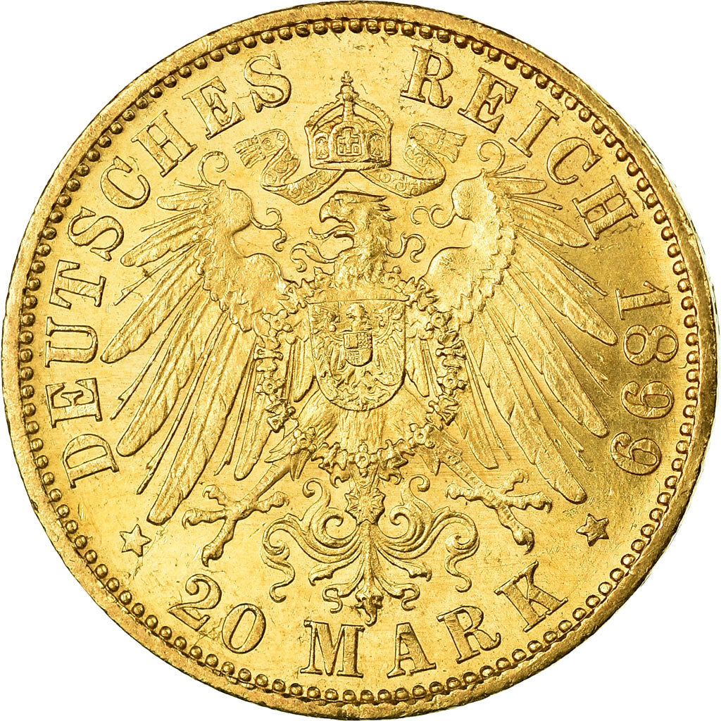 Coin, German States, PRUSSIA, Wilhelm II, 20 Mark, 1899, Berlin, AU(55-58)