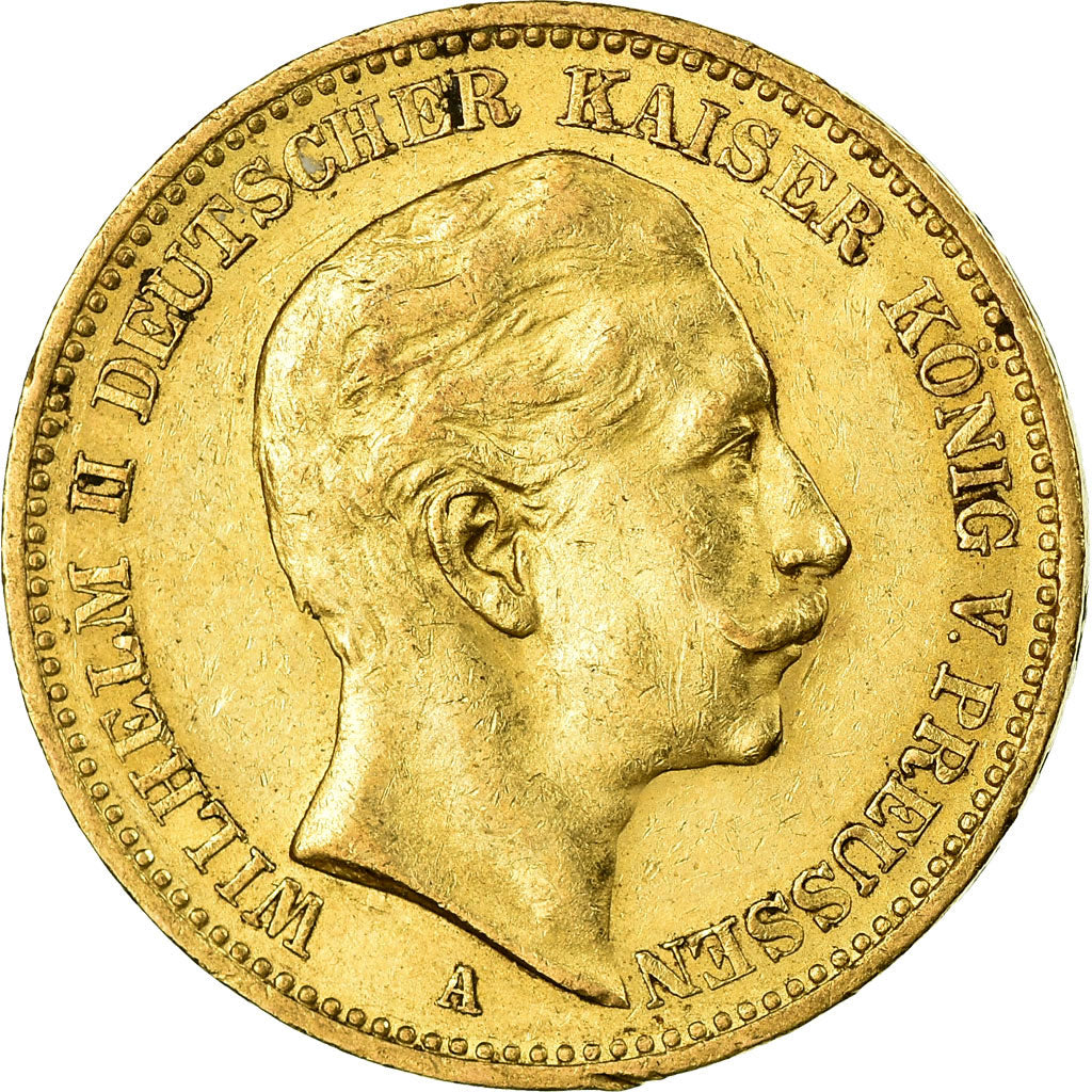 Coin, German States, PRUSSIA, Wilhelm II, 20 Mark, 1896, Berlin, AU(50-53)