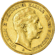 Coin, German States, PRUSSIA, Wilhelm II, 20 Mark, 1896, Berlin, AU(50-53)