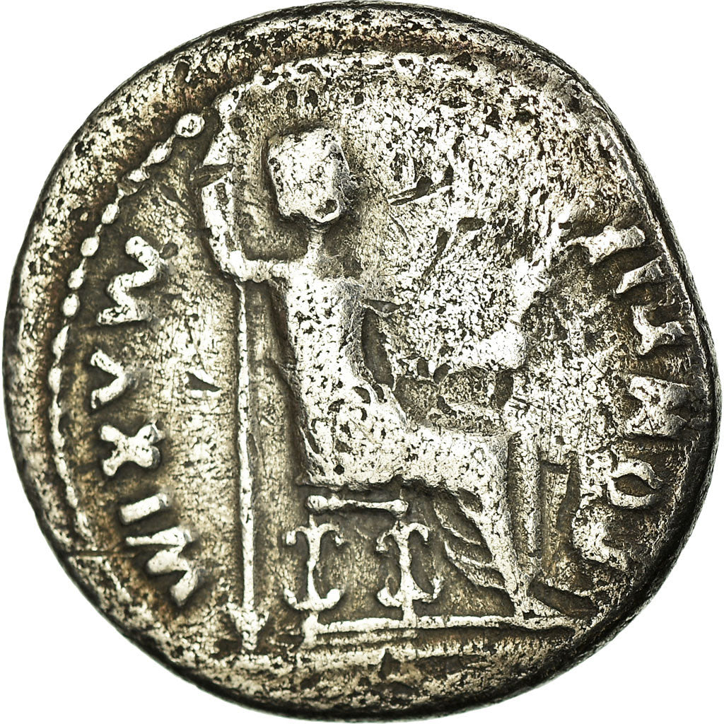 Coin, Tiberius, Denarius, Lyon - Lugdunum, VF(30-35), Silver, RIC:30
