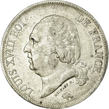 Moneda, Francia, Louis XVIII, Louis XVIII, 5 Francs, 1824, Lille, MBC, Plata