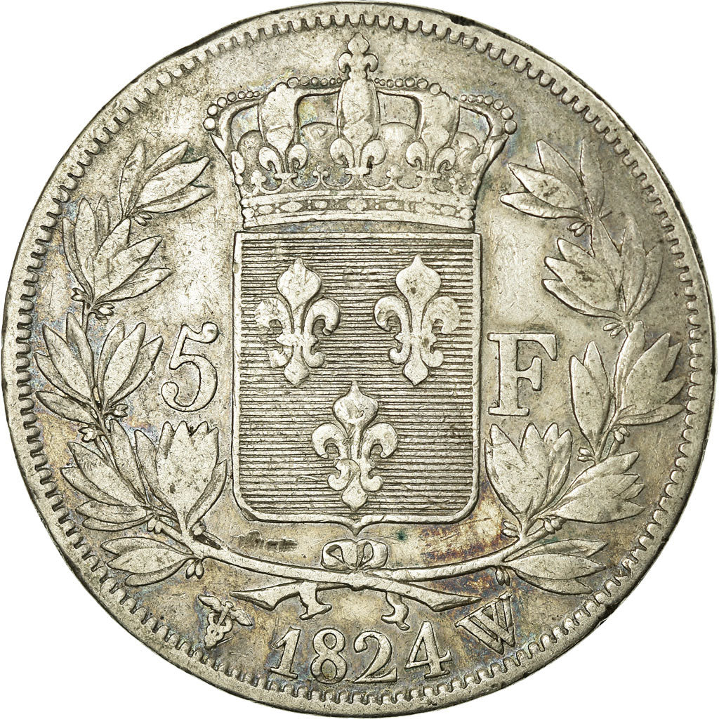 Moneta, Francja, Louis XVIII, Louis XVIII, 5 Francs, 1824, Lille, EF(40-45)