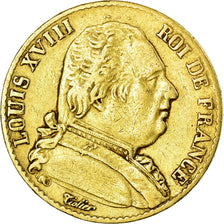 Moneta, Francia, Louis XVIII, Louis XVIII, 20 Francs, 1814, Paris, MB+, Oro