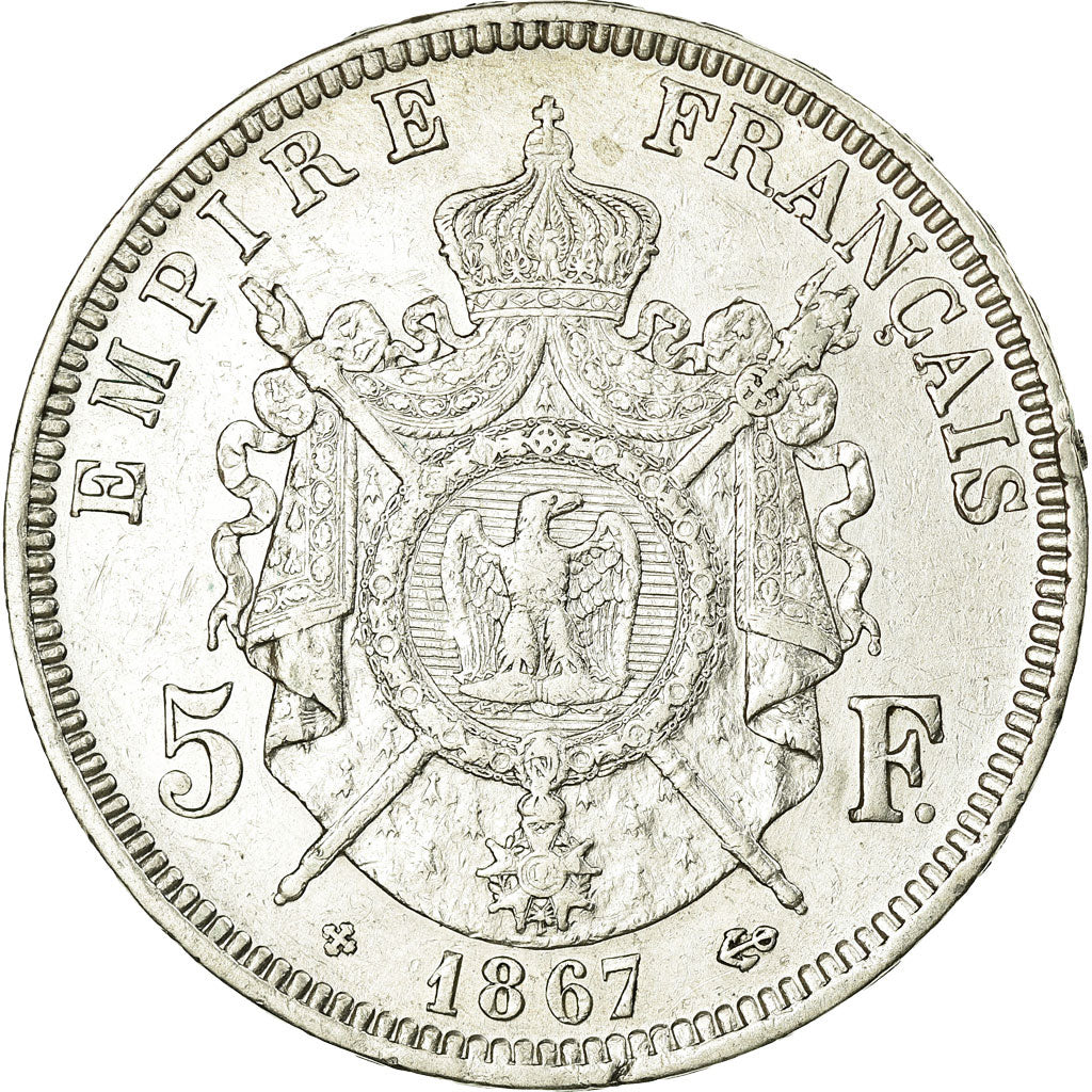 Monnaie, France, Napoléon III, 5 Francs, 1867, Strasbourg, TTB, Argent