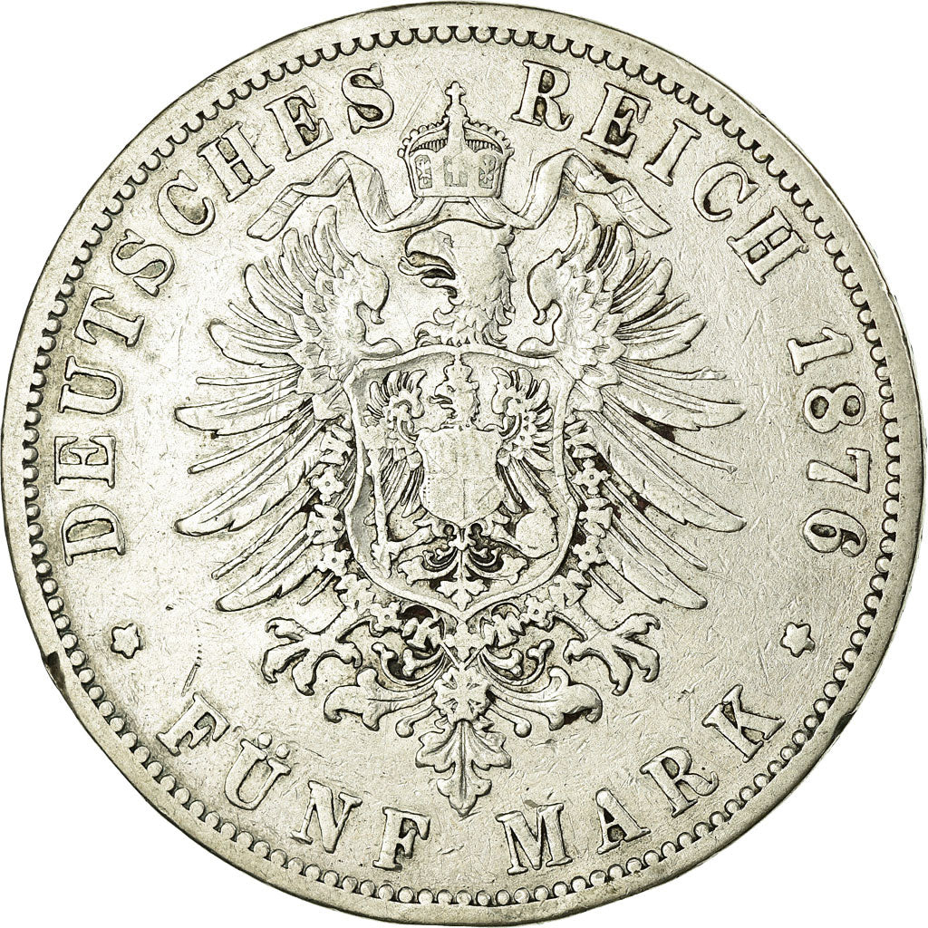 Monnaie, Etats allemands, PRUSSIA, Wilhelm I, 5 Mark, 1876, Breslau, TB+