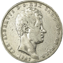 Moneda, Estados italianos, SARDINIA, Carlo Alberto, 5 Lire, 1847, Genoa, BC+