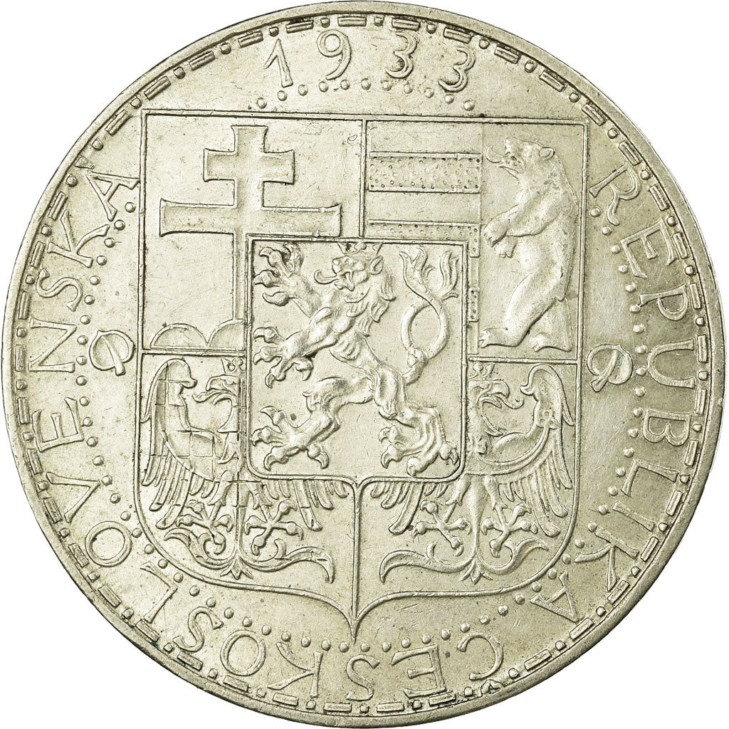 Coin, Czechoslovakia, 20 Korun, 1933, MS(60-62), Silver, KM:17