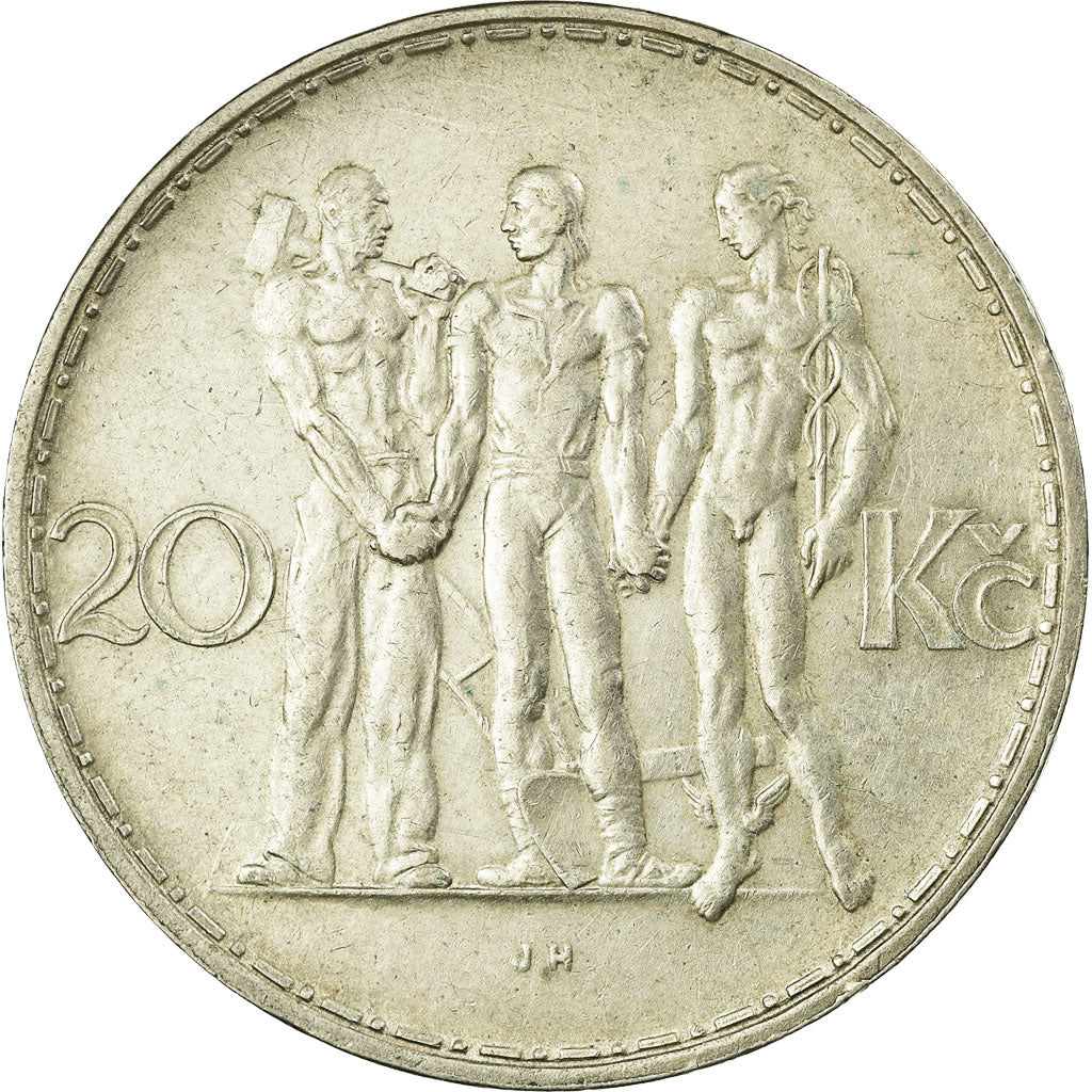 Coin, Czechoslovakia, 20 Korun, 1933, MS(60-62), Silver, KM:17