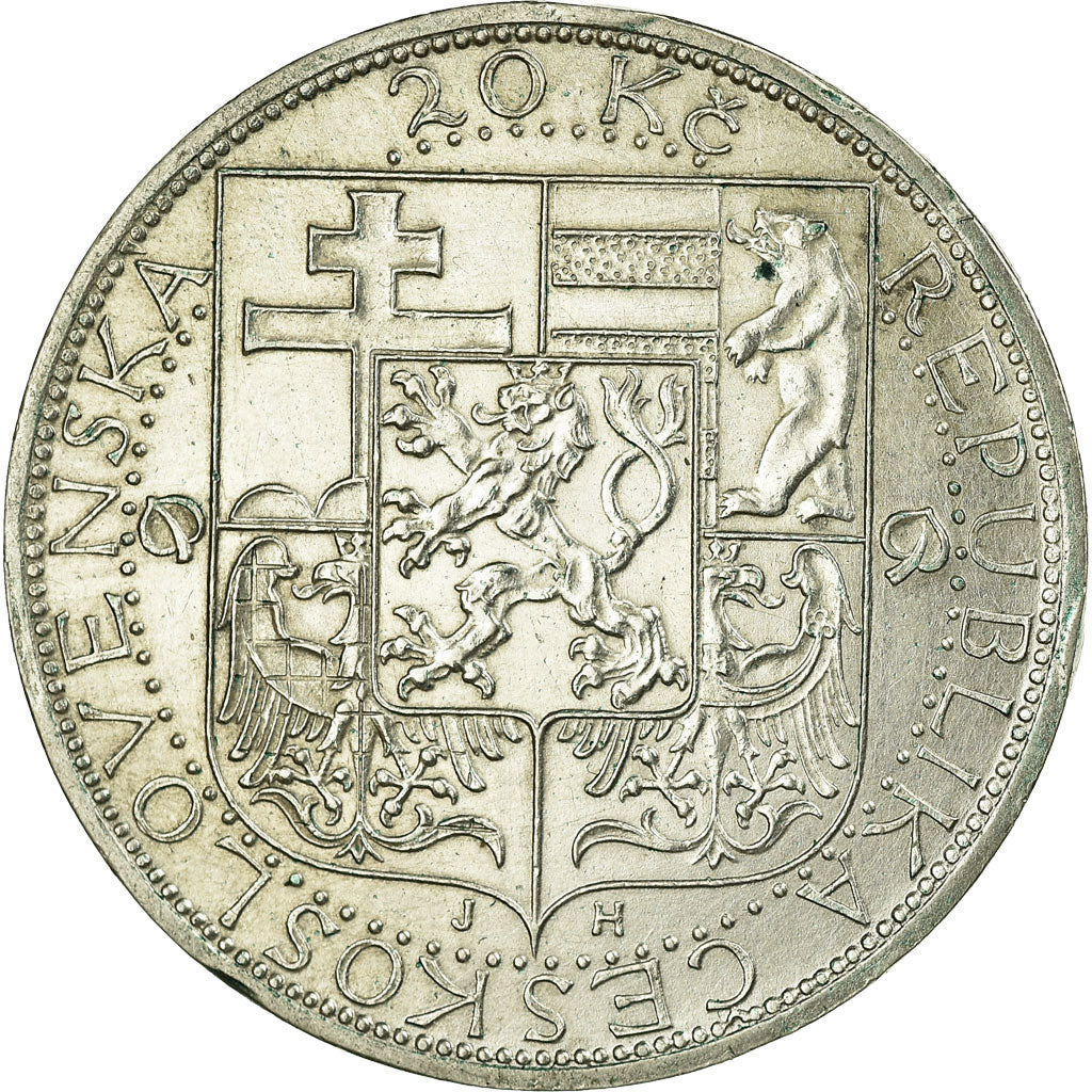 Coin, Czechoslovakia, 20 Korun, 1937, MS(60-62), Silver, KM:18
