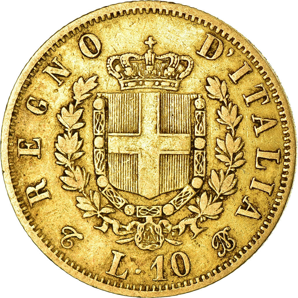 Coin, Italy, Vittorio Emanuele II, 10 Lire, 1863, Torino, EF(40-45), Gold