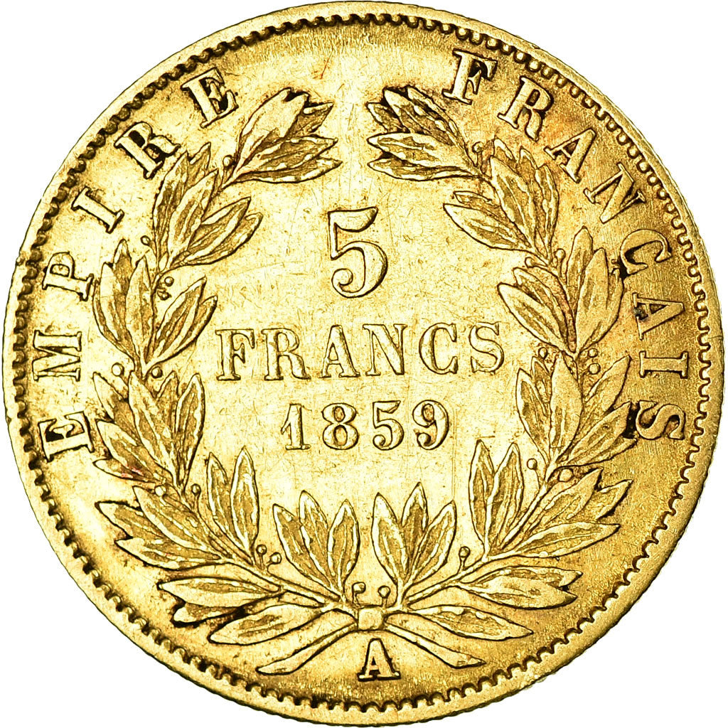 Moneta, Francja, Napoleon III, Napoléon III, 5 Francs, 1859, Paris, AU(50-53)
